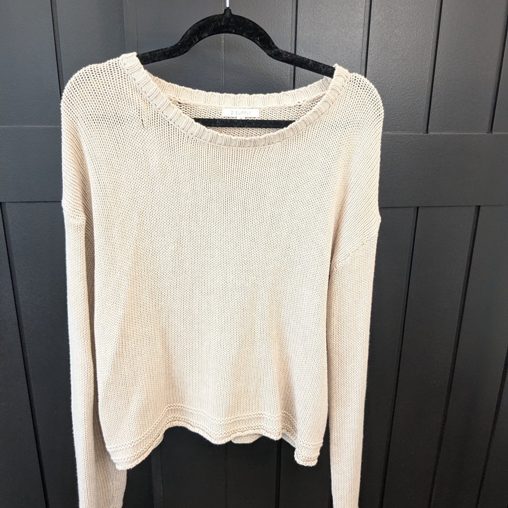 Z Supply Women's Cream Knit Crew Neck Sweater